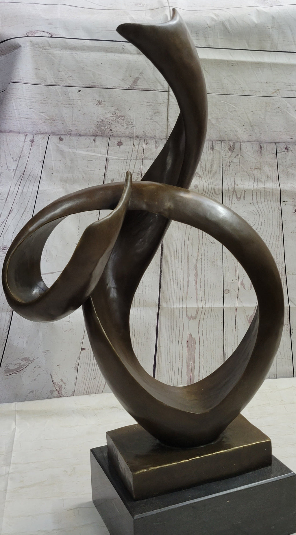 Abstract Geometric Shape Cubism Modern Art Bronze Metal Sculpture Statue Decor Signed Original 30" x 18"