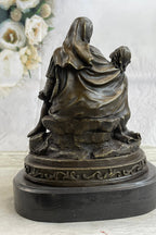 La Pieta by Michelangelo Bronze Sculpture Statue Miniature Replica on Marble Base
