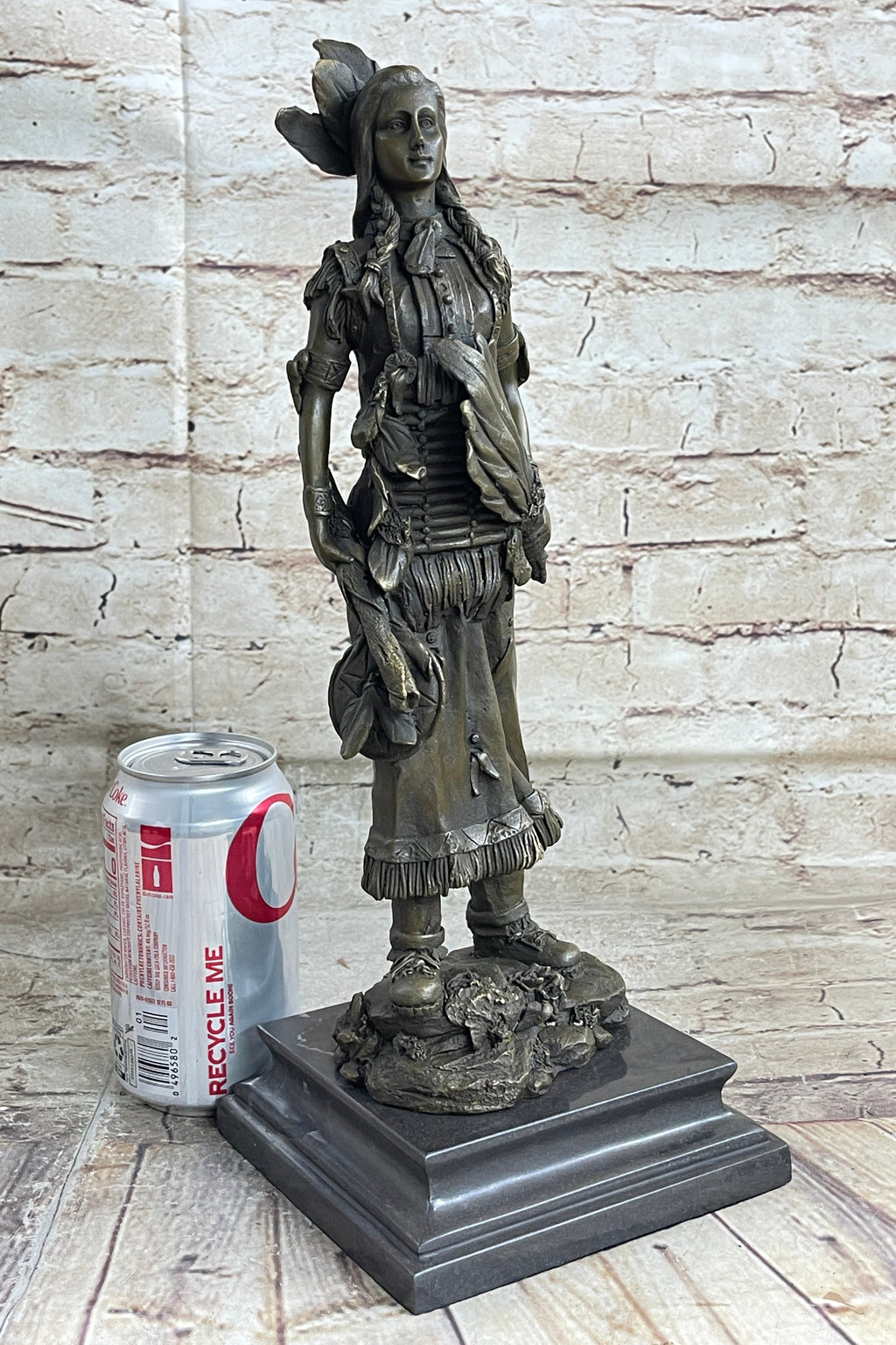 Fierce Native American Indian Woman Original Signed B.Wood LostWax Bronze Statue