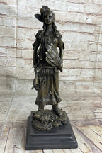Fierce Native American Indian Woman Original Signed B.Wood LostWax Bronze Statue