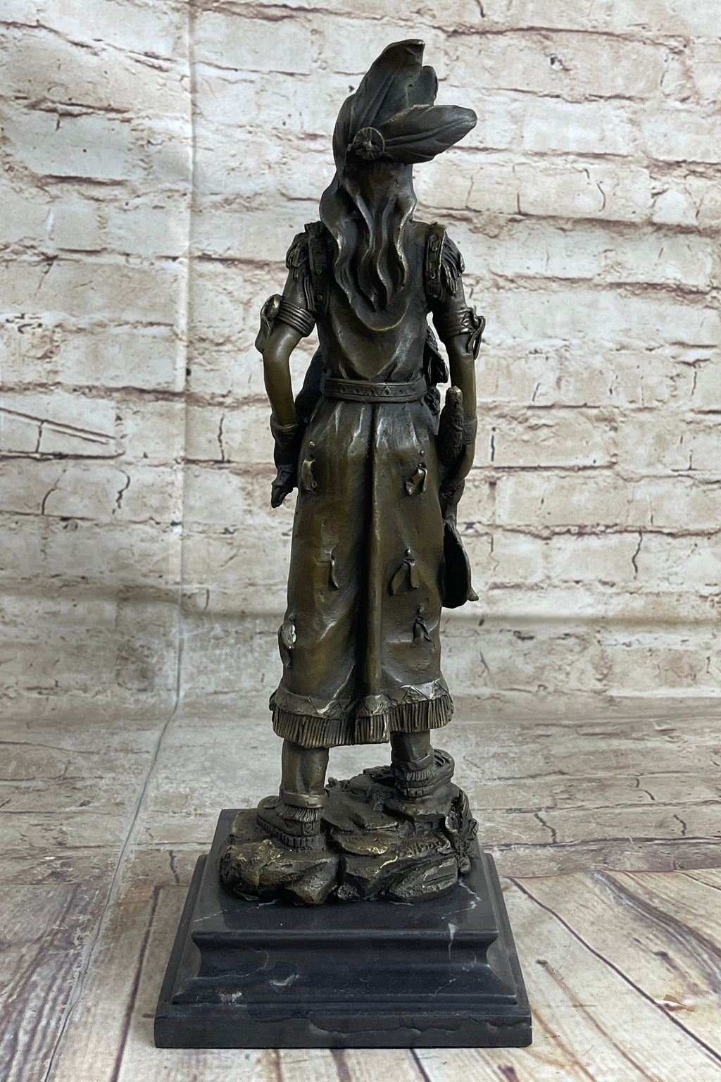 Fierce Native American Indian Woman Original Signed B.Wood LostWax Bronze Statue