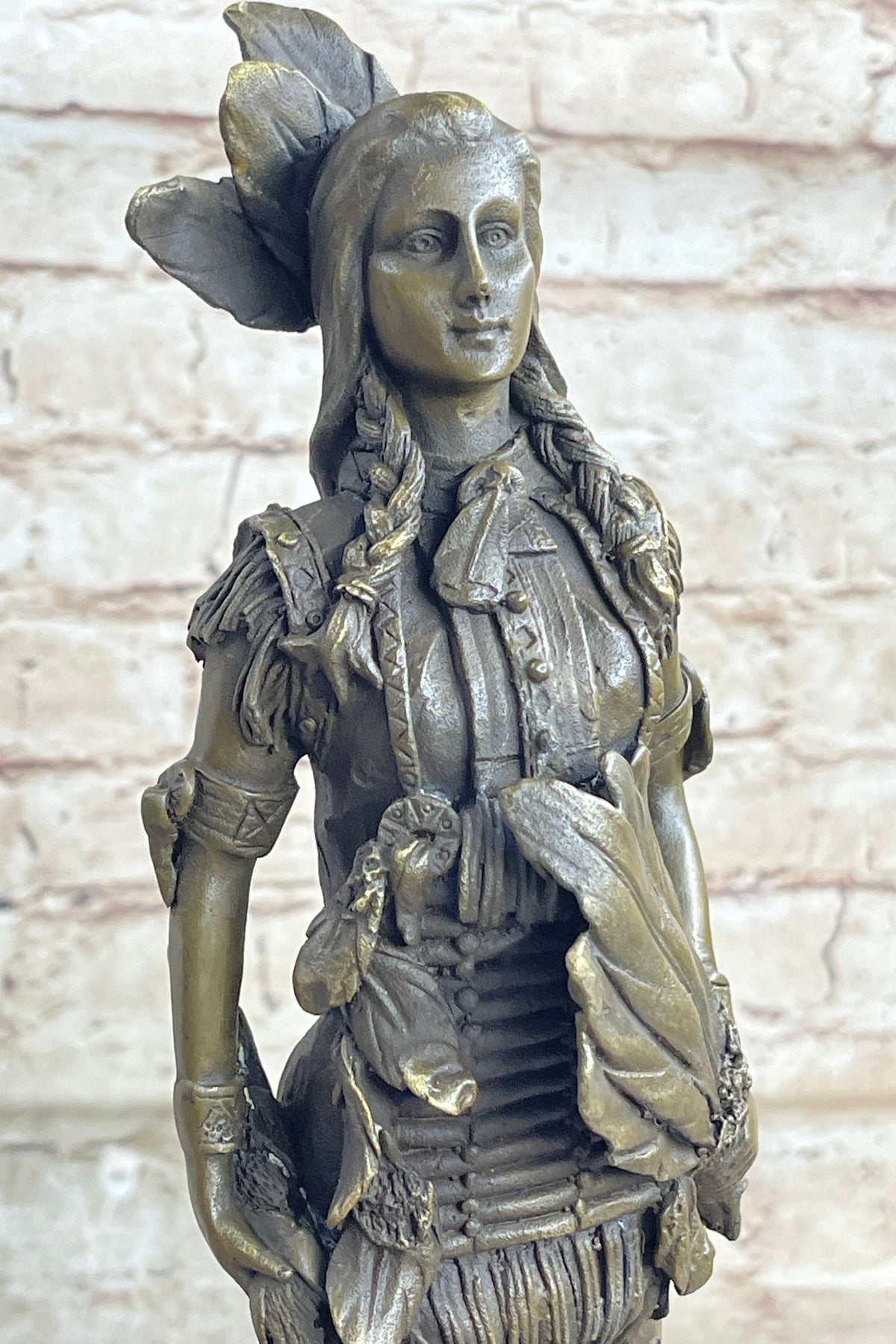 Fierce Native American Indian Woman Original Signed B.Wood LostWax Bronze Statue