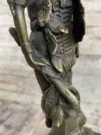 Fierce Native American Indian Woman Original Signed B.Wood LostWax Bronze Statue