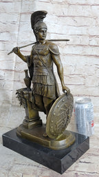 Art Deco Large Odysseus Roman Warrior Bronze Sculpture Marble Base Figure Decor