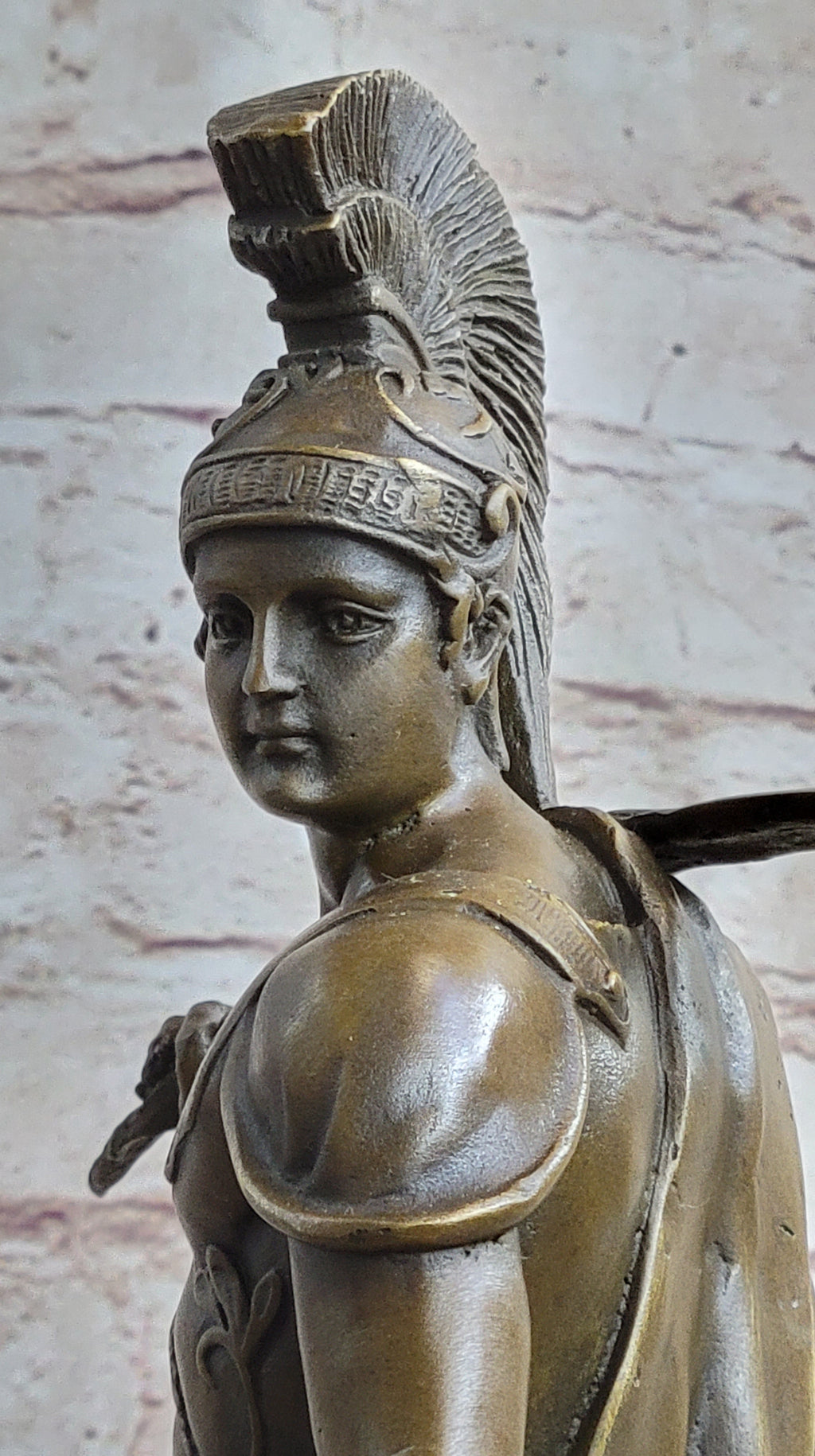 Art Deco Large Odysseus Roman Warrior Bronze Sculpture Marble Base Figure Decor
