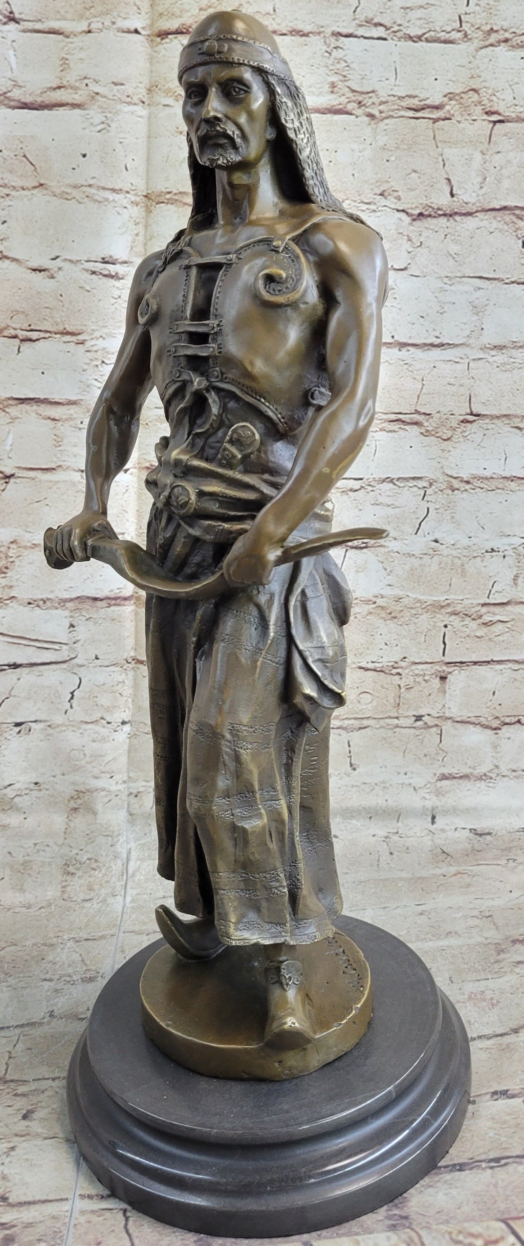 L'Emir Middle Eastern Arabian Turkish Warrior Commander Bronze Statue Sculpture Decor