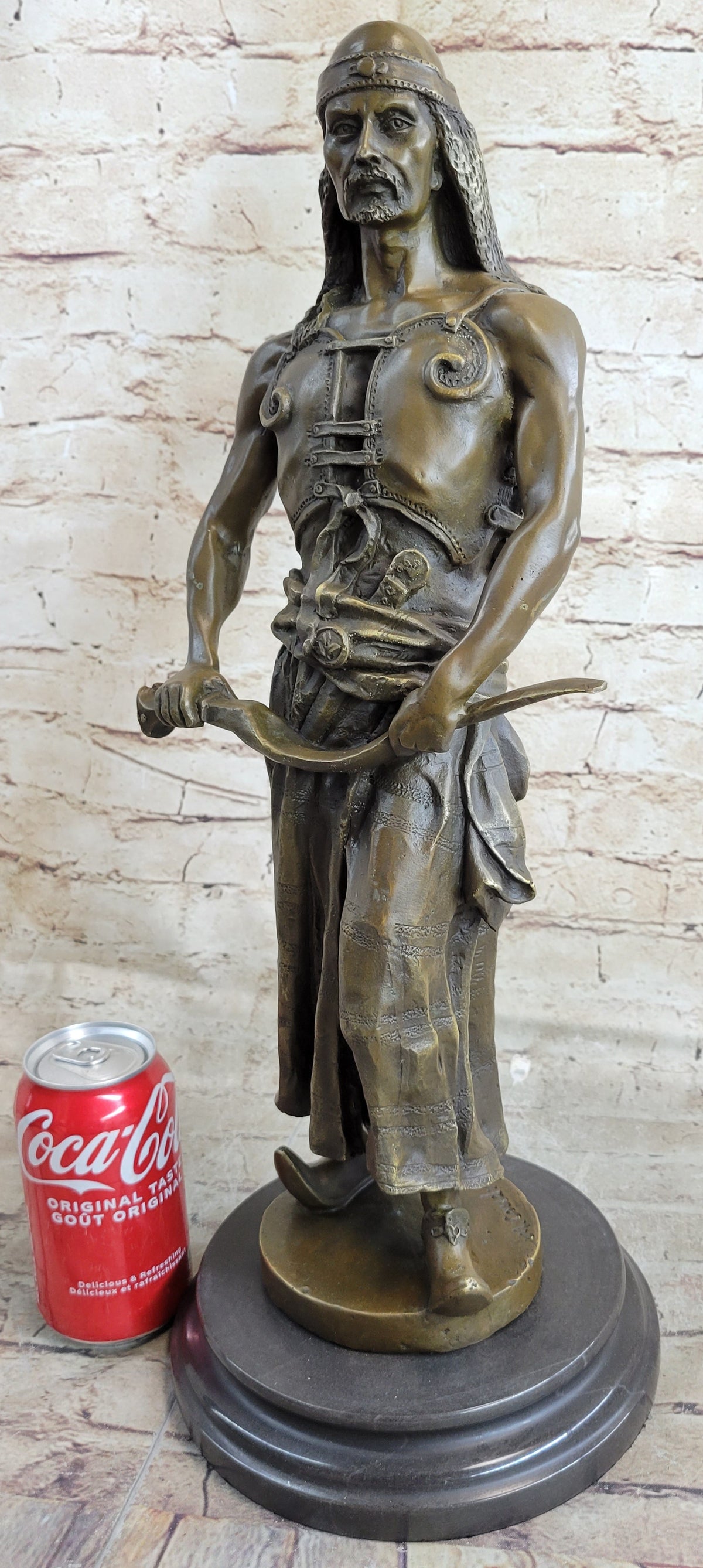 L'Emir Middle Eastern Arabian Turkish Warrior Commander Bronze Statue Sculpture Decor