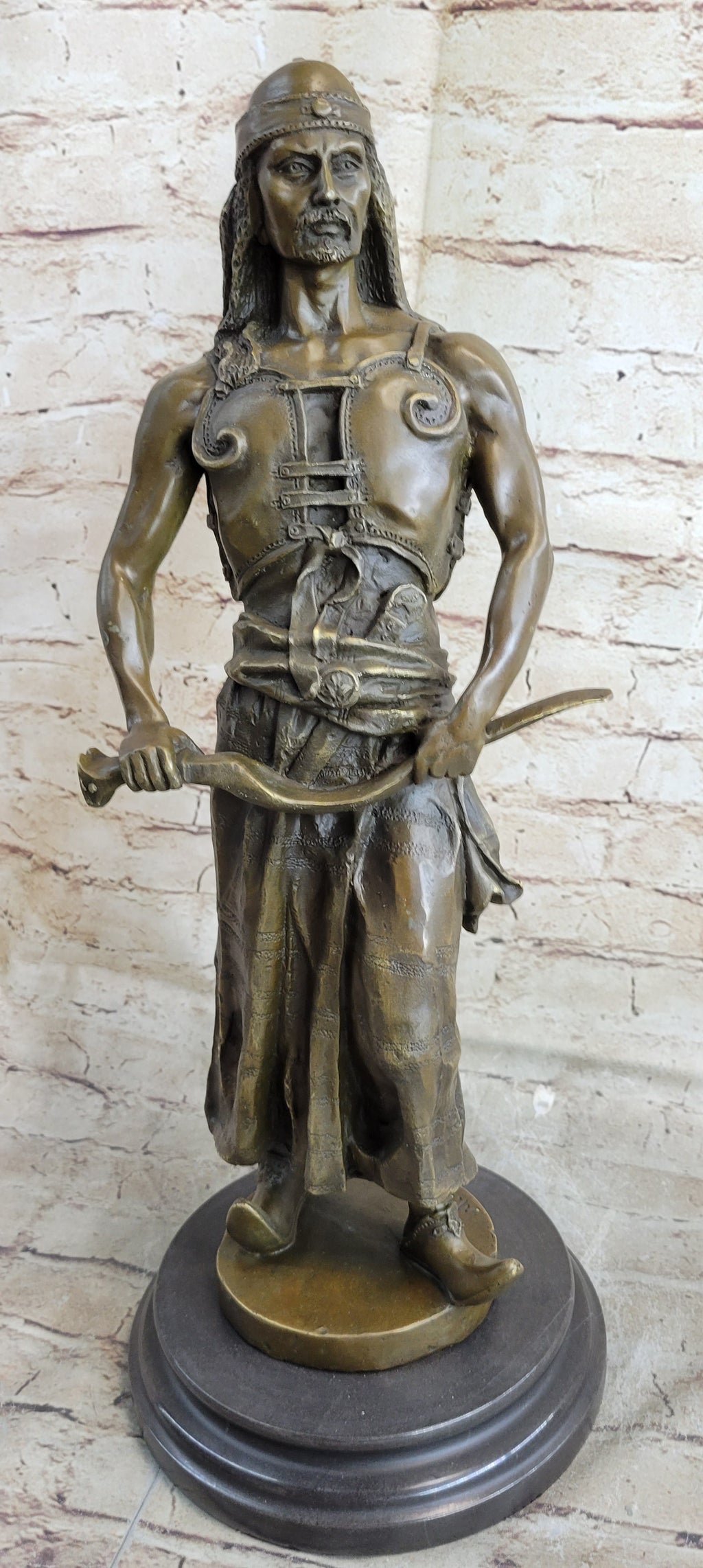 L'Emir Middle Eastern Arabian Turkish Warrior Commander Bronze Statue Sculpture Decor