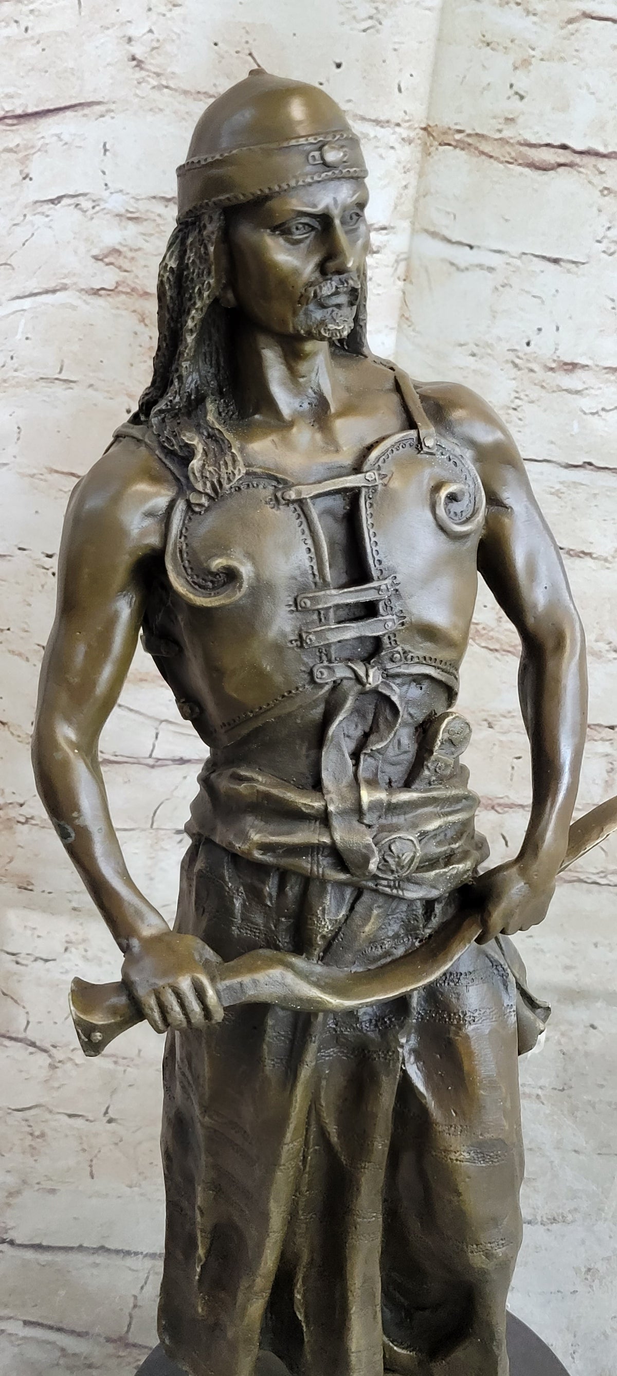L'Emir Middle Eastern Arabian Turkish Warrior Commander Bronze Statue Sculpture Decor