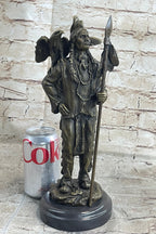 Native American Warrior and Eagle Sculpture Signed Original M. Lopez Bronze