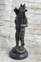 Native American Warrior and Eagle Sculpture Signed Original M. Lopez Bronze