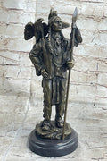 Native American Warrior and Eagle Sculpture Signed Original M. Lopez Bronze