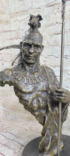 Handmade Native American Indian Warrior Bronze Sculpture Statue Figurine Art