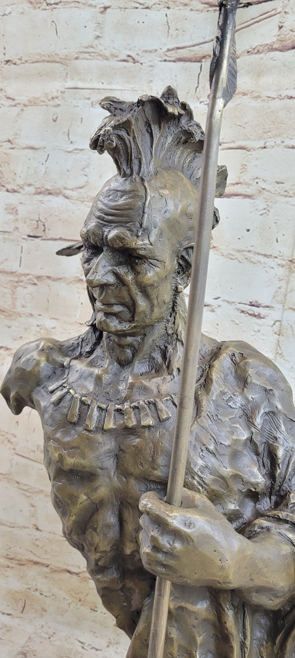 Handmade Native American Indian Warrior Bronze Sculpture Statue Figurine Art