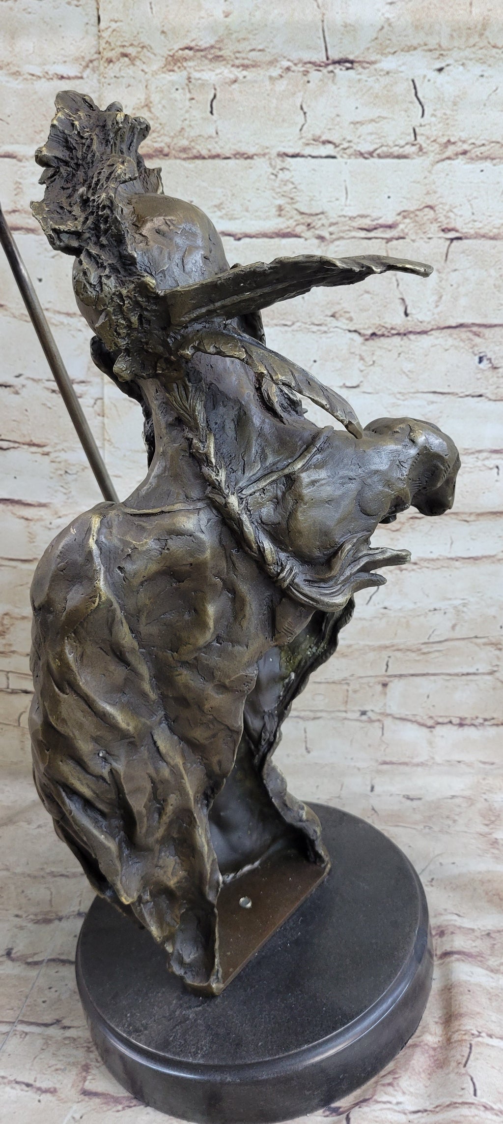 Handmade Native American Indian Warrior Bronze Sculpture Statue Figurine Art