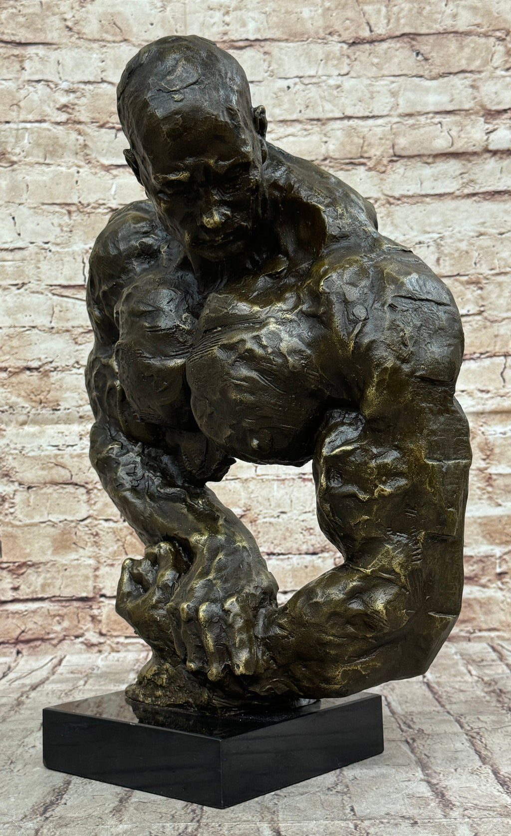 Bodybuilder Muscle Man Muscular Male Torso Abstract Bronze Statue Sculpture Trophy
