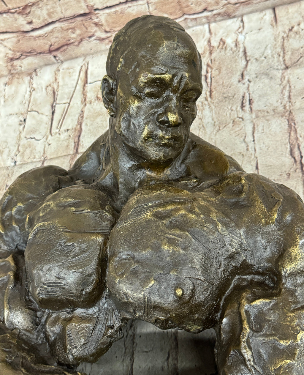 Bodybuilder Muscle Man Muscular Male Torso Abstract Bronze Statue Sculpture Trophy