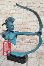 Native American Indian Mohawk Archer Pulling Bow Bronze Sculpture by Mario Nick
