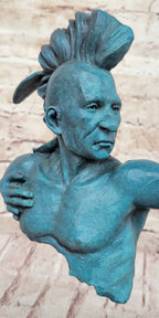 Native American Indian Mohawk Archer Pulling Bow Bronze Sculpture by Mario Nick