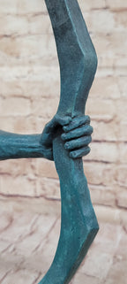 Native American Indian Mohawk Archer Pulling Bow Bronze Sculpture by Mario Nick