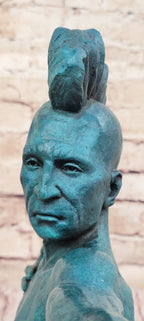 Native American Indian Mohawk Archer Pulling Bow Bronze Sculpture by Mario Nick