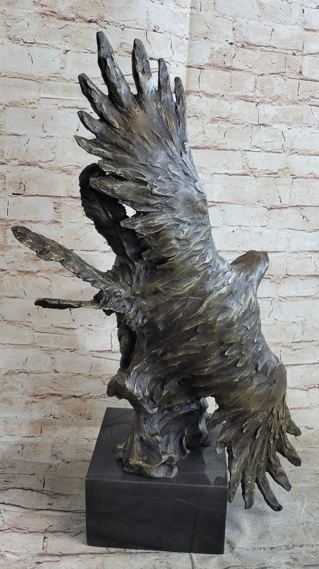 Native American Indian Man and Eagle - Bronze Bust Sculpture by Milo