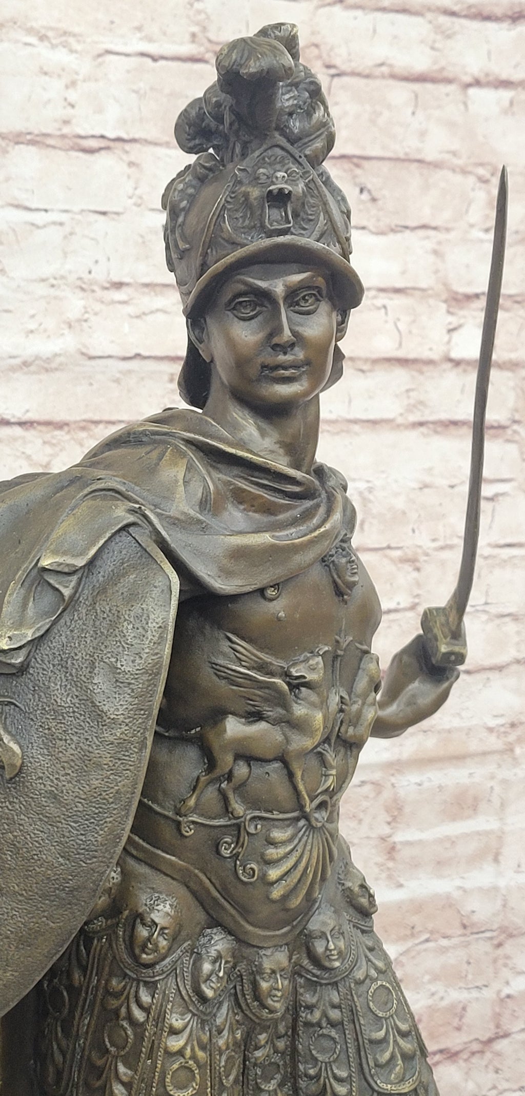 Mars God of War Bronze Metal Warrior Statue Sculpture Figure on Marble Base 29" x 13"