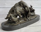 Boar Attacked by Wild Dogs Hot Cast Bronze Sculpture Statue Art by Lecourtier