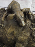 Boar Attacked by Wild Dogs Hot Cast Bronze Sculpture Statue Art by Lecourtier