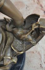 Bronze Native American Canoe Sculpture – Indian Warrior in Boat Statue