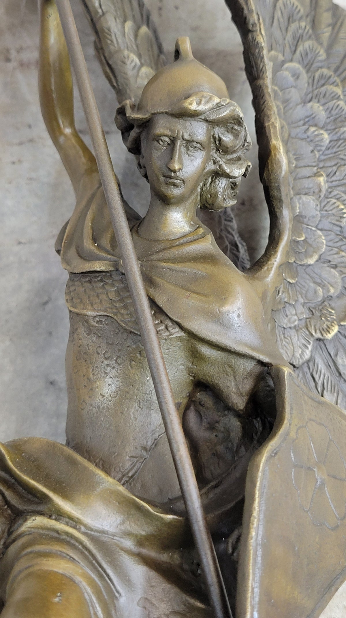 Signed Saint George killing Dragon Bronze Sculpture Art Statue Figure Figurine