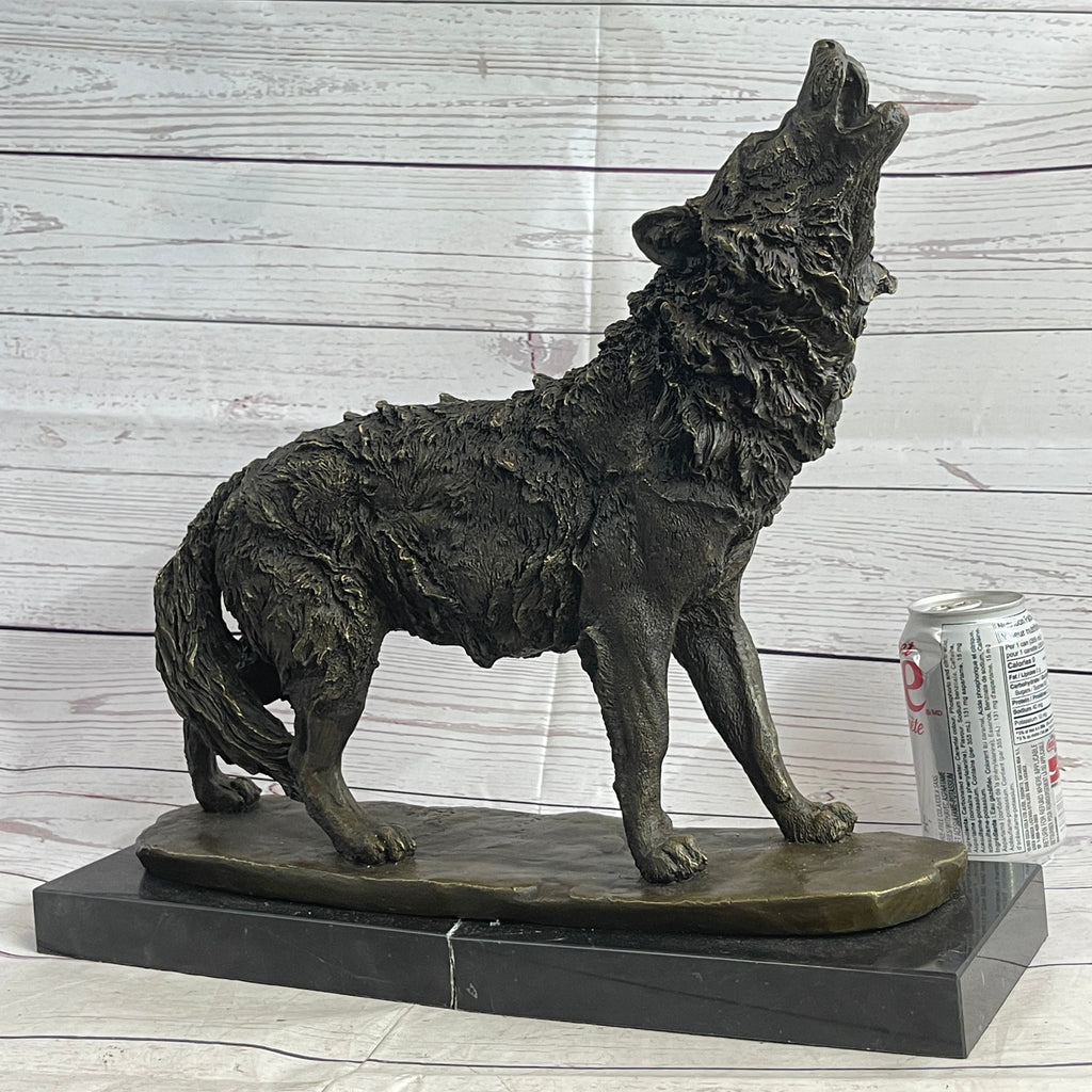 Extra Large Wild Animal Life Wolf Dog Bronze Sculpture Hot Cast Marble Figurine