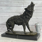 Extra Large Wild Animal Life Wolf Dog Bronze Sculpture Hot Cast Marble Figurine