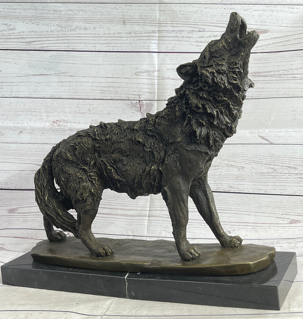 Extra Large Wild Animal Life Wolf Dog Bronze Sculpture Hot Cast Marble Figurine