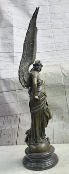 Winged Warrior Angel Archangel w/ Sword Bronze Statue Sculpture Figure 37" x 13"