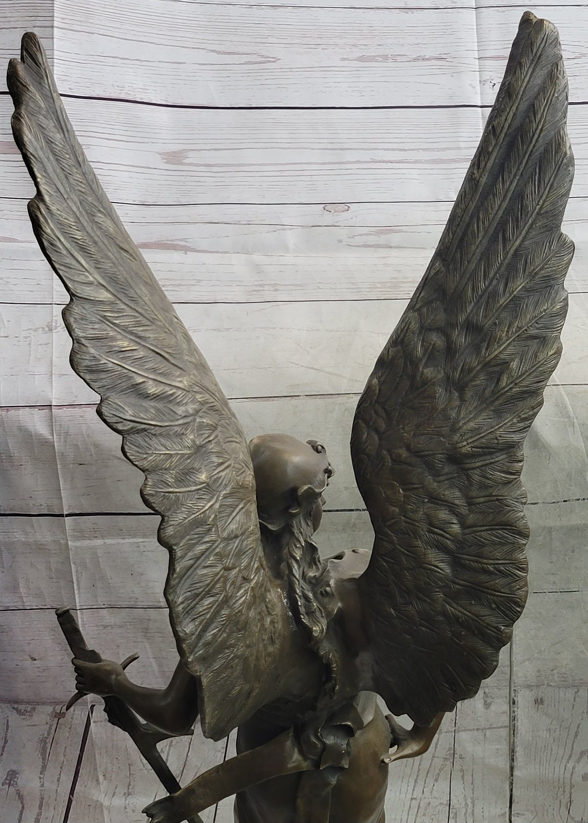 Winged Warrior Angel Archangel w/ Sword Bronze Statue Sculpture Figure 37" x 13"