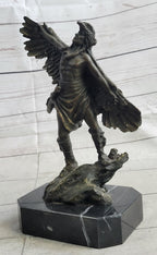 Native American Indian Eagle Dancer Shaman Medicine Man Bronze Sculpture Statue Marble Base