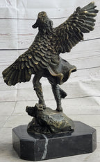 Native American Indian Eagle Dancer Shaman Medicine Man Bronze Sculpture Statue Marble Base