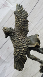 Native American Indian Eagle Dancer Shaman Medicine Man Bronze Sculpture Statue Marble Base