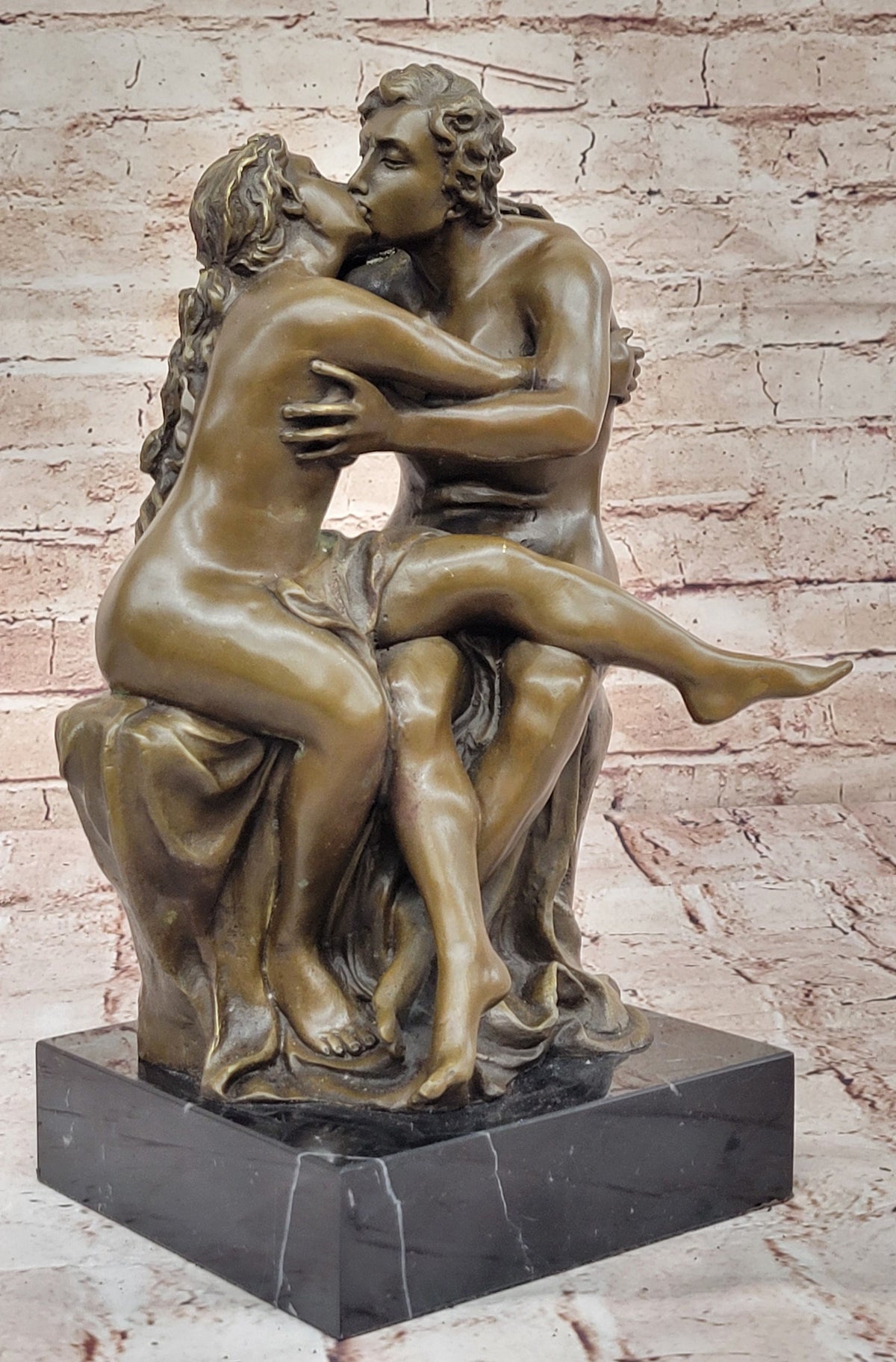 Romantic Tribute to Rodin's "The Kiss" Bronze Sculpture Original Art by Milo
