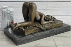 Erotic Nude Bronze Sculpture Statue Girl on Her Knees Sexual Position 7" x 11"