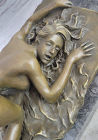 Erotic Nude Bronze Sculpture Statue Girl on Her Knees Sexual Position 7" x 11"