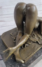 Erotic Nude Bronze Sculpture Statue Girl on Her Knees Sexual Position 7" x 11"