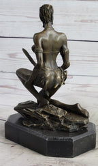 Xena Warrior Amazon Fantasy Girl Bronze Sculpture Statue Figure on Marble Base