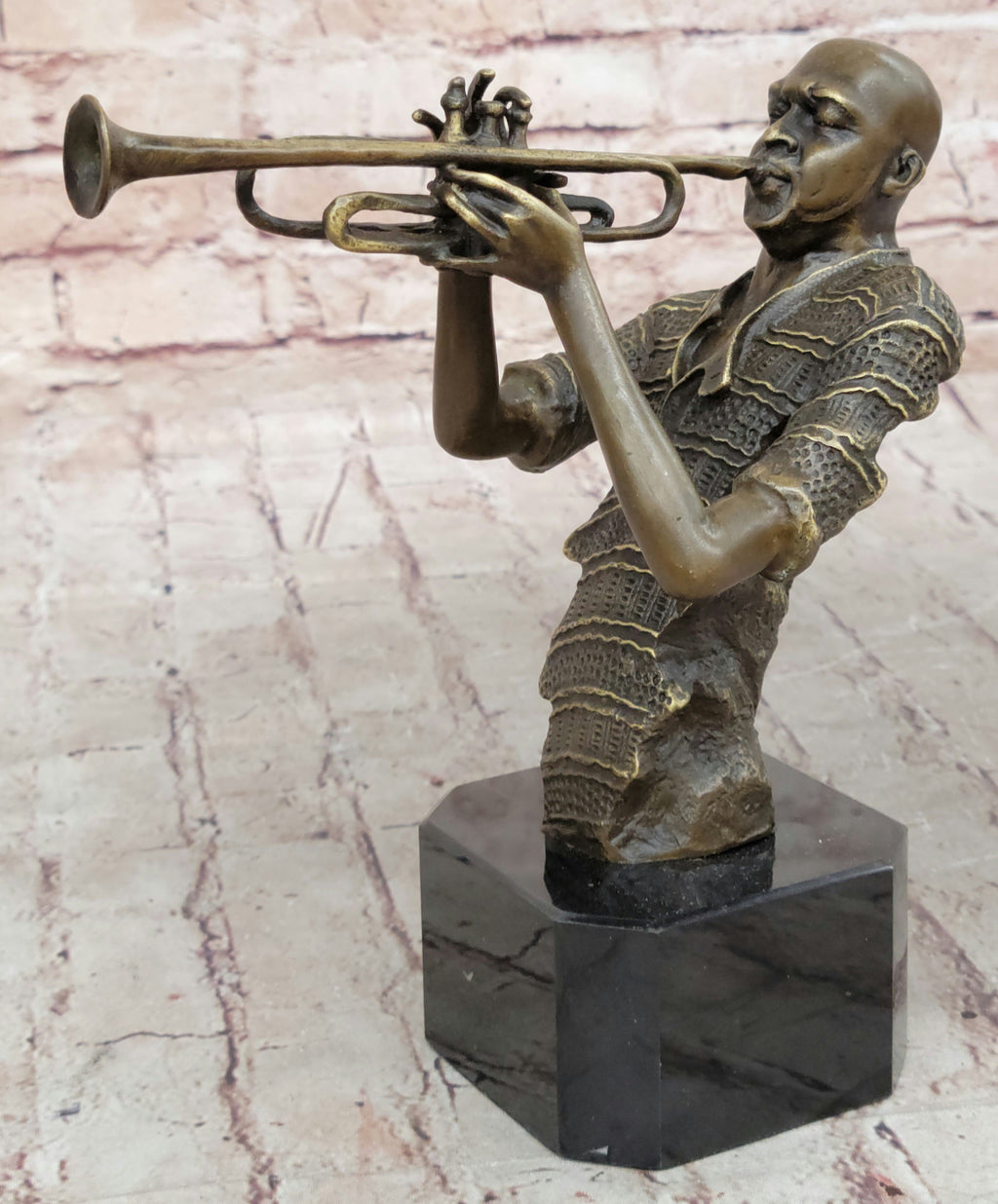 Modern Jazz Trumpeter Bronze Statue Musical Art Bust