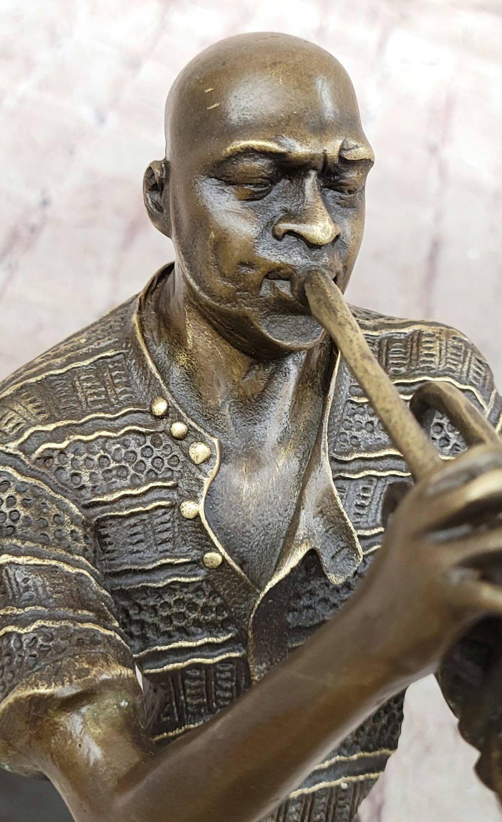 Modern Jazz Trumpeter Bronze Statue Musical Art Bust