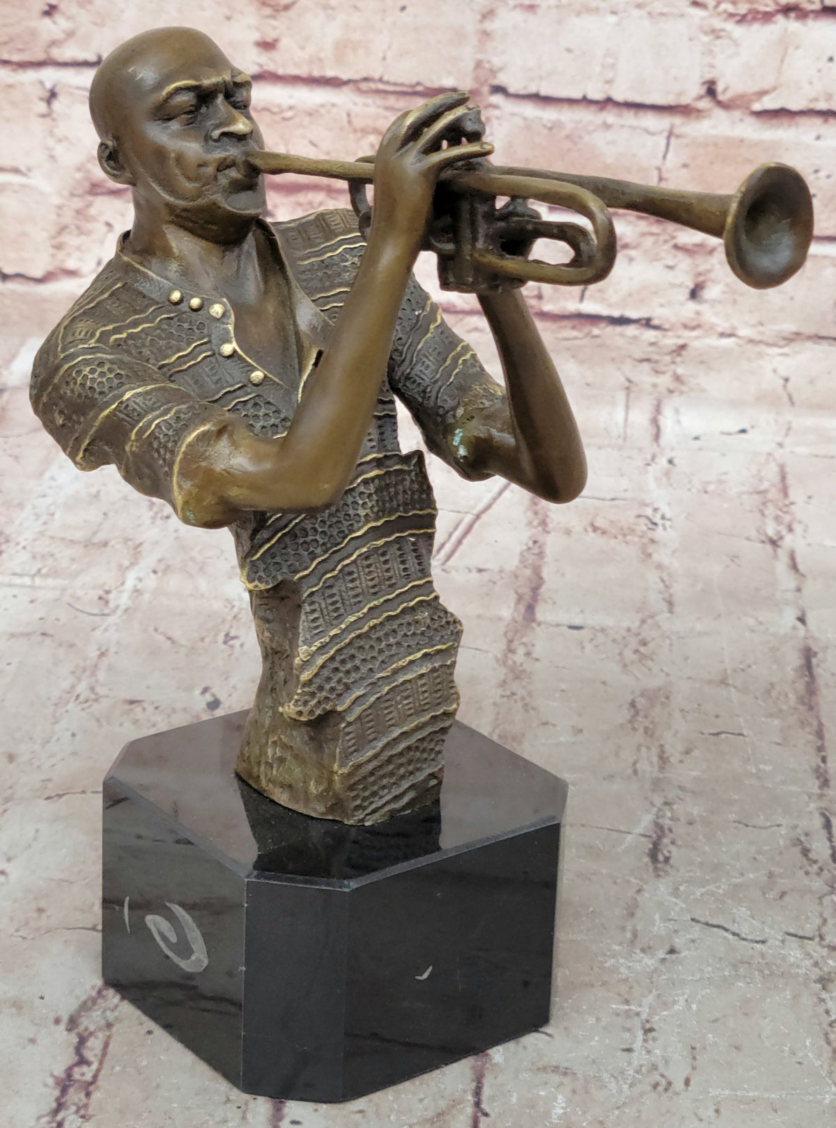 Modern Jazz Trumpeter Bronze Statue Musical Art Bust