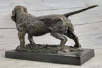 Basset Hound Dog Figure Art Deco Bronze Sculpture on Marble Base Figurine Gift