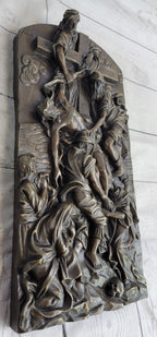 Hot Cast Bronze Wall Hanging Mounted Art Plaque The Cavalry Crucifixion of Jesus Christ