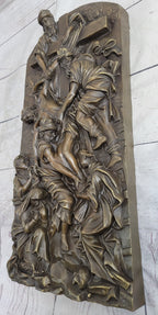 Hot Cast Bronze Wall Hanging Mounted Art Plaque The Cavalry Crucifixion of Jesus Christ